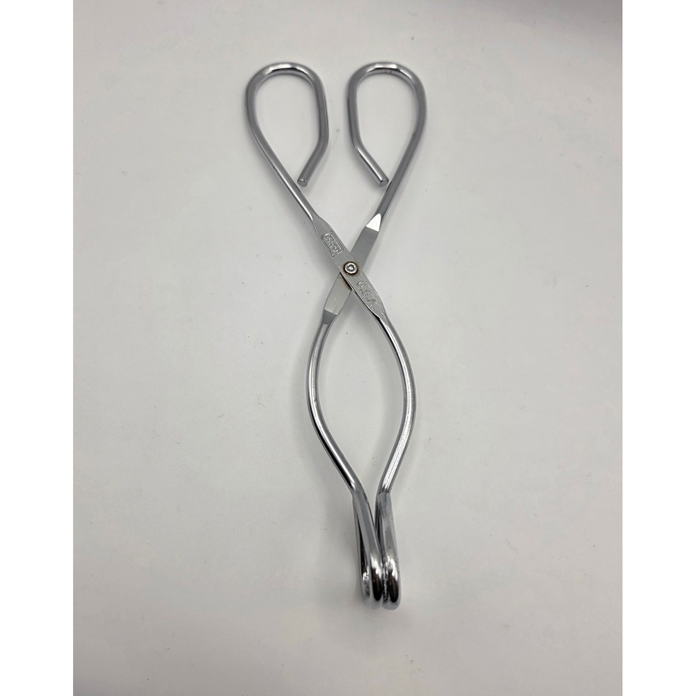 Vintage Ekco Scissor Tongs Chrome Silver USA Made Kitchen New w/out tag  MCM